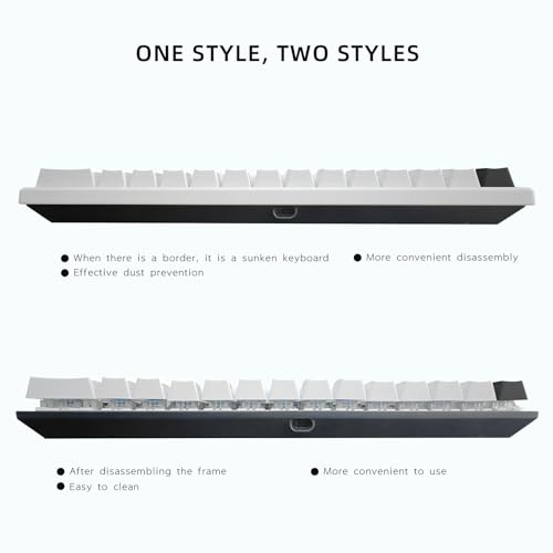 ONE-UP Portable 60% Mechanical Gaming Keyboard LED Backlit Compact 61 Keys Mini Wired Office Keyboard with Blue Switch PBT Keycaps for Windows Laptop PC Mac.(White/Black) - color: White