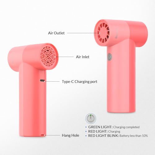 Bestrip Compressed Air Duster, 85000RPM Handheld Electric Air Duster, 4 Gears Adjustable Jet Dry Blower for Car Computer Keyboard Cleaning (Cherry Pink)