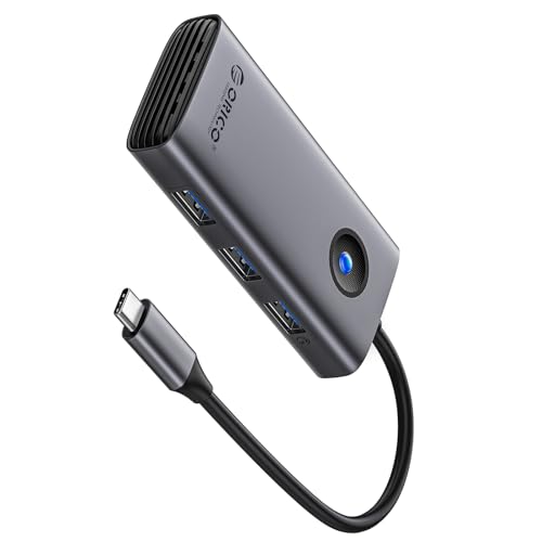 ORICO USB C Docking Station, 6-in-1 Laptop Docking Station with HDMI 4K@30Hz, 1000Mbps Ethernet, 100W PD, 3xUSB-A 3.0, USB C Dock Compatible with MackBook/Dell XPS/HP/Surface - size: 6-in-1, style: PW11-6PR
