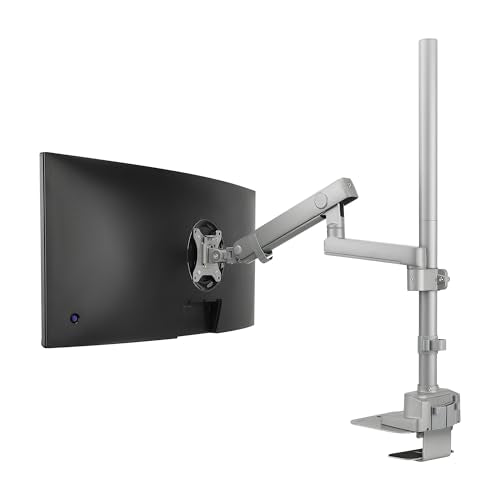 AVLT Single 40 Inch Monitor Arm Pole Top Mount with USB-C&A Ports - Gray | Supports 26.4 lbs (12kg), Ultrawide screen fit, VESA Compatible, Tilt, Swivel, Rotate, Ergonomic adjustable height, Durable - color: Gray-Monitor Arm