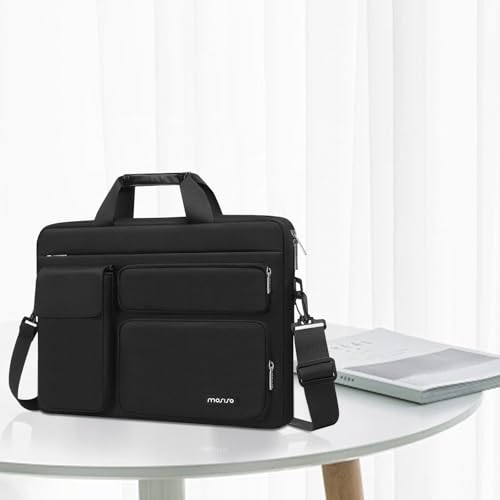 MOSISO Laptop Shoulder Bag 16 inch, 15-15.6 inch Computer Bag | Compatible with MacBook Pro 16 inch, HP, Dell, Lenovo with 2 Raised&1 Flapover&1 Horizontal Pocket&Handle&Belt, Black - color: Black, size: 16 inch