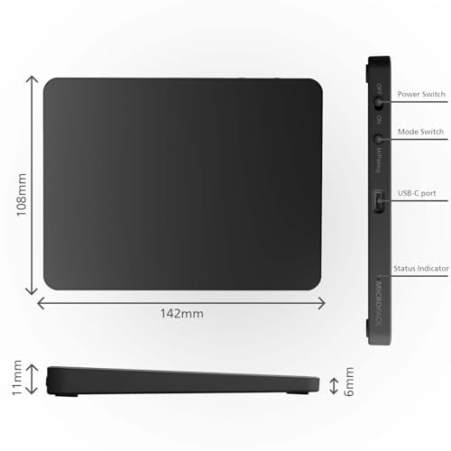 MICROPACK Digitally Yours Tri-Mode Wireless Trackpad, Bluetooth / 2.4G USB/Wired Touchpad Mouse Rechargeable for PC Laptop Desktop Tablet, Compatible with Windows macOS iPadOS (Black-2) - color: Black-2