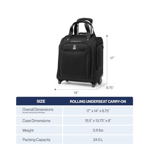 Travelpro Crew Classic Lightweight Softside Luggage, Rolling Underseat Carry on Bag, 14" Laptop or Tablet Sleeve, Men and Women, 17-Inch, Black - color: Black