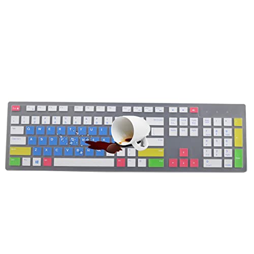 Keyboard Cover Skin for Dell KM636 KB216 KB216t KB216d KB216p Wired & Wireless Keyboard, Dell Optiplex 5250 3050 3240 5460 7450 7050, Dell Inspiron Desktop 24" 27" 5400 5490 7700 7790 3475 3670 3477 - color: Candy Blue