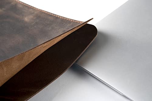 Leather Laptop Sleeve, Handmade Slim Case for MacBook Air 13" (M2) 2024, (M3) 2024 & 15 inch (M3) 2023 - color: Chestnut, size: 13"