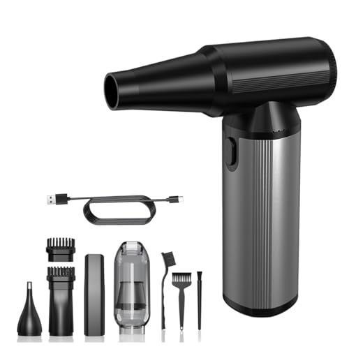 Compressed Air Duster, 2-in-1 Air Duster & Vacuum with 320000RPM Brushless Motor, Electric Air Duster Rechargeable, 3-Gear Adjustable Air Blower for Keyboard, Computer, Car, Home, Outdoor Cleaning