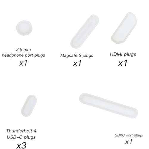7 PCS Anti Dust Dirt Plug Cups Set for MacBook Pro 14 & MacBook Pro 16 inch M4 M3 M2 M1 Pro/Max 2024-2021 Released Dust Plugs -Clear - color: Clear, size: 7 PCS
