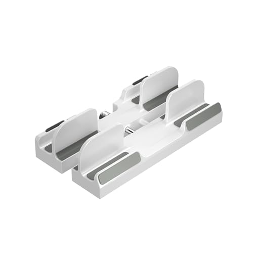 Adjustable Vertical Laptop Stand - Space-Saving Plastic Desktop Organizer for Notebooks & Tablets, White - color: White