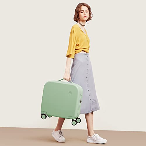 mixi Carry on Luggage, Suitcase with Spinner Wheels 16in Luggage Hardshell Lightweight Rolling Suitcases PC with Cover & TSA Lock, Avocado Green - color: Avacado Green, size: 16in Carry on
