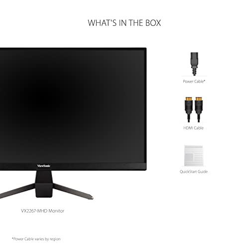 ViewSonic VX2267-MHD 22 Inch 1080p Monitor, 100Hz Refresh Rate with FreeSync for Ultimate Home Entertainment, Eye Care Technology, Ultra-Thin Bezels, HDMI, and DisplayPort Inputs - size: 22 Inches