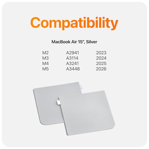 GhostShield Premium Palm Rest Protector Skin Cover Set, Scratches and Wear Protection, Compatible with MacBook Air 15" 2026 2025 2024 2023 with M5/M4/M3/M2, A3448 A3241 A3114 A2941, Silver - color: Silver