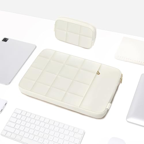 MOSISO Laptop Case 16 inch, 15-15.6 inch Puffy Laptop Sleeve, Sand | Compatible with MacBook Pro 16 M5 M4 M3 M2 M1, HP Acer Dell Lenovo,Twelve Square Quilted Bag with Vertical Pocket&Small Case - color: Sand, size: 16 inch