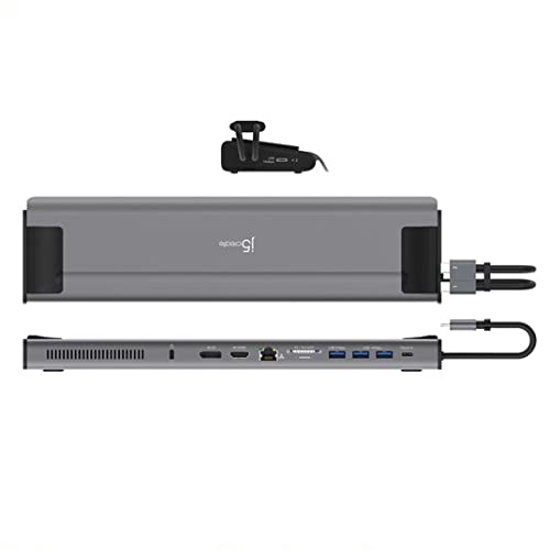 j5create USB C Dual 4K 60Hz Display Docking Station (12-in-1), Built-in M.2 SSD Slot, HDMI, DisplayPort, 10Gbps USB-A, Card Reader, PD 100W, Ethernet, for 2021 MacBook Pro (JCD552)