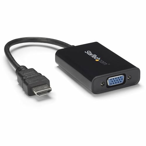 StarTech.com HDMI to VGA Adapter – 1920x1080 – HDMI Converter with Audio Output – VGA to HDMI Monitor Adapter (HD2VGAA2),Black | HDMI to VGA converter, 1080p, 2-channel analog audio output, No software required, Compact lightweight - size: HDMI to VGA - C
