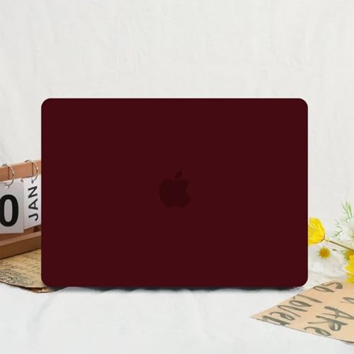 Anban Compatible with MacBook Air 13 inch Case M1 2021 2020 2019 2018 A2337 A2179 A1932 Touch ID, Matte Plastic Hard Shell+2 Keyboard Cover+Screen Protector for MacBook Air 13.3 inch Case, Marsala Red - color: Marsala Red