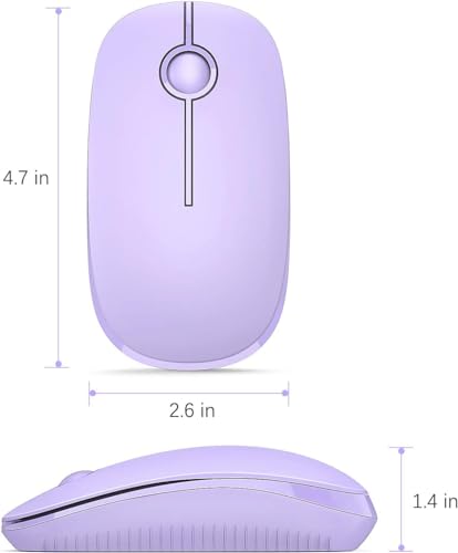 Unipows Wireless Mouse-2.4G Slim Portable Computer Mouse, Purple | Nano Receiver, Less Noise Mobile Optical Mice for Notebook, PC, Laptop, Desktop - color: Pure Purple