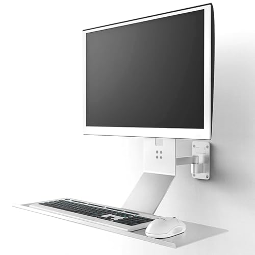 Laptop Desk Mount Stand, Monitor Wall Mount, Adjustable Laptop Holder Bracket with 24-inch Wide Tray, 10kg Load Capacity and Durable Material, Stable Structure, for Working, Studying