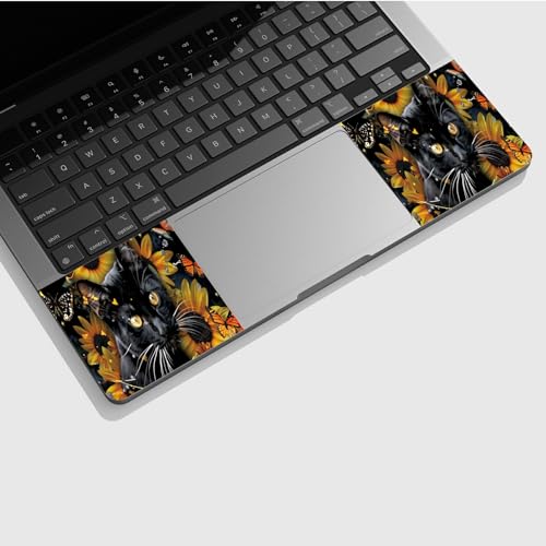 Universal Laptop Skin Sticker with 2 Wrist Pad Skins, Waterproof Scratch Resistant Vinyl Laptop Cover Decal, Cut to Fit for 11–15.6 Inch MacBook HP Dell Lenovo, Black Cat Butterfly - color: Black Cat Butterfly