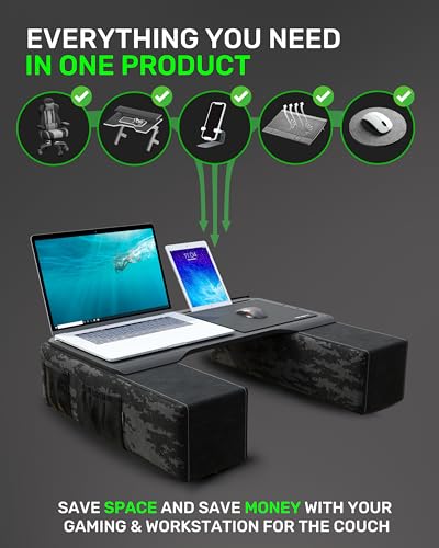 Couchmaster CYBOT, Premium Ergonomic Lap Desk for Notebooks, Sustainable Bamboo Construction, Kevlar Cushion Front, Ventilated Design, Fits Up to 17-Inch Laptops