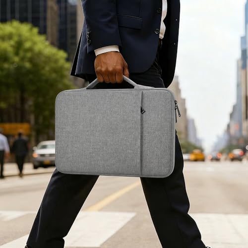 : ProElife 13 Inch Laptop Sleeve for MacBook Neo, Retractable Handle, Gray | Precision Fit, Soft Inner Lining Padded, Anti-Scratch, Extra Attached Pocket, Travel Carry Laptop Bag for Home Office - color: Gray