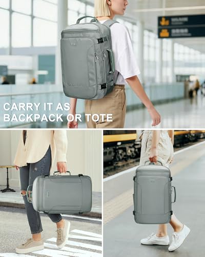 Travel Backpack Carry On Everyday Laptop Backpack Fits 16" Laptop | Flight Approved Luggage Backpack for Men Women, Suitcase-Style Main Pocket, Laptop Compartment, USB Port, for Travel, Daily - color: Grey Blue