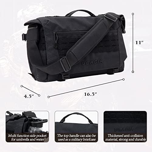 Messenger bag Laptop bag Briefcase Molle system Tactical style Detachable shoulder strap Shoulder Bags - color: Jet Black