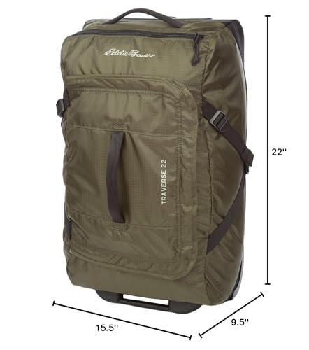 Eddie Bauer Traverse Luggage | Roller Wheels | Telescoping Handle | Travel | Vacation | Ripstop Nylon - Dark Loden, 22" - color: Dark Loden, size: 22"