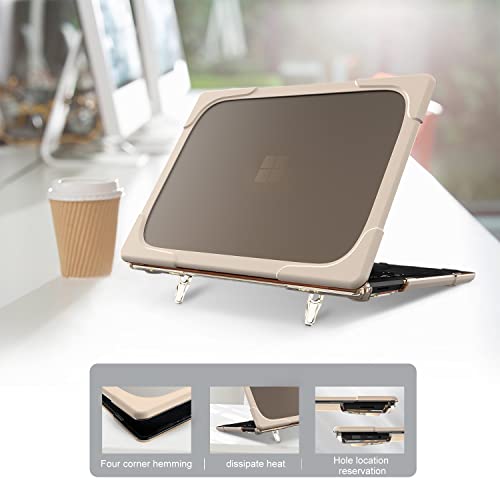 Batianda Durable Stand Case for Microsoft Surface Laptop 13.5 Inch, Khaki | Fits Surface Laptop 3/4/5 13.5" with Alcantara Palm Rest, Heavy Duty Ergonomic Foldable Stand, TPU Bumper, Matte Hard Shell - color: Khaki, size: with Alcantara material Palm Rest