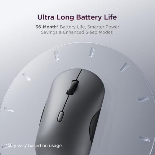 Lenovo 700 Multi-Device Wireless Mouse, Bluetooth or 2.4 GHz USB-A Connection, Connect up to 3 Devices, 36 Month Battery Life, Luna Grey - color: Luna Grey