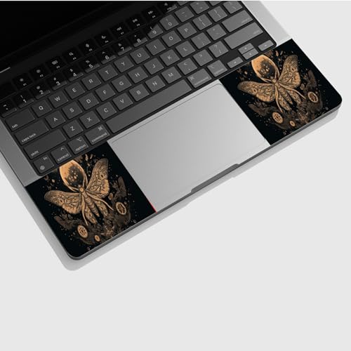 Universal Laptop Skin Sticker with 2 Wrist Pad Skins, Waterproof Scratch Resistant Vinyl Laptop Cover Decal, Cut to Fit for 11–15.6 Inch MacBook HP Dell Lenovo, Goth Moth - color: Goth Moth