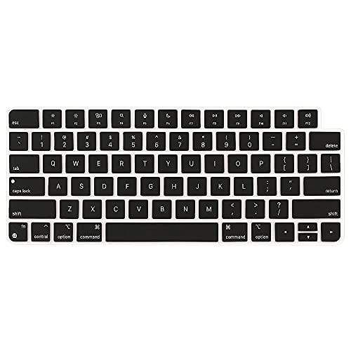 ProElife Keyboard Cover for Apple Magic Keyboard 3 with Touch ID A3118 | Black, Non-interference Design for ID Key, Dust-proof, Silicone Protective Skin, Precision Molded, Washable & Reusable - color: Black