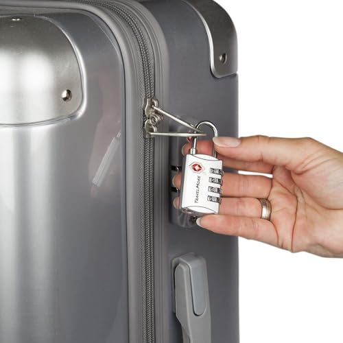 3 Pack TSA Luggage Locks with 4 Digit Combination – Heavy Duty Set Your Own Padlocks for Travel, Baggage, Suitcases & Backpacks - Silver - color: Silver, size: 3 Pack