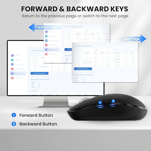 Wireless Bluetooth Mouse,USB+BT×2,Multi Device Ergo Full Size Mouses-big Hand,Metal 4-Way Super Scrolling,± 3000 DPI,10 Buttons,Plug&Play,Quiet,w/ 2 Batteries,Mice for Laptop,Computer,Tablet,Mac,iPad - color: Black-Bigger