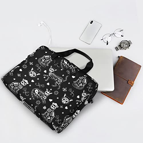 Laptop Bag 15.6 inch, Waterproof Laptop Case with Strap, Protective Laptop Carrying Case for Women&Men, Death Halloween Cats Gothic - color: Death Halloween Cats Gothic