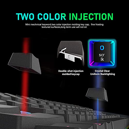 65% Wired Gaming Mechanical Keyboard and Mouse Combo, Mini 68 Keys, RGB Backlight, Lightweight RGB Optical Mouse,Mouse Pad Compatible with PS4,Xbox,PC,Laptop,MAC (Black/Blue Switch) - color: black/blue switch