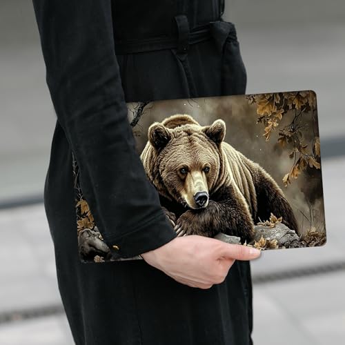 Laptop Skin Sticker Decal 12" 13" 13.3" 14" 15" 15.6",Waterproof Scratch Resistant Vinyl,Reusable Easy to Apply,for MacBook HP Dell Notebooks Netbooks Laptop,2 Wrist Pads,Autumn Bear Forest - color: Autumn Bear Forest