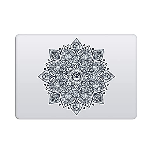 Black Mandala Laptop Sticker - Waterproof White Vinyl Decal Compatible with MacBook Air/Pro 13 & 15 inch - Cosmic Noir Design for Enhanced Style on Computer Laptops - color: Black on White Material (for Darker Laptop)