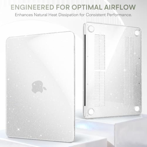 May Chen Compatible with MacBook Neo 13 inch Case 2026 Model A3404, Plastic Hard Shell,Keyboard Cover,Screen Protector,Dust Plug, for MacBook Neo 13" with A18 Pro Chip, Glitter Clear - color: Glitter Clear