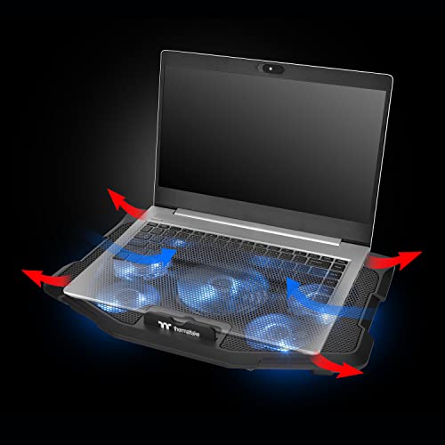 Thermaltake Massive 12 Max Steel Mesh Panel with 1 x 120mm and 4 x 80mm Fans, 10"-17" Notebook Cooler CL-N018-PL12BU-A - style: 5 Fans