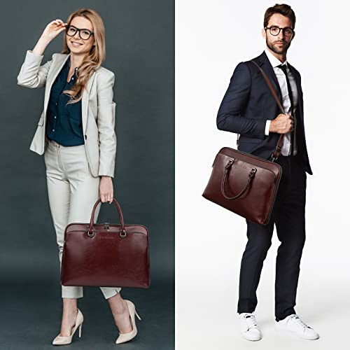 Blofinche Laptop Messenger shoulder bag: Genuine Leather work Briefcase 13.3 15.6 inch designer Satchel handbag - color: Coffee, size: 15.6 inch
