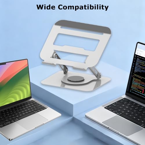 Adjustable Laptop Stand, 360 Rotating Computer Riser, Stable Base Stand Holder for MacBook Pro/Air Notebook up to 16 Inches, Silver - color: Silver