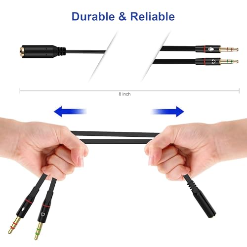 5 Pack Headphone Splitter, 3.5mm Female to 2 Dual Male Headset Adapter, Gold-Plated Mic Audio Y Splitter Cable for Smartphone PC Laptop Gaming Headset