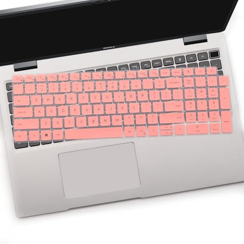 2 PCS Keyboard Cover Skin for 15.6 Inch Dell Latitude 3540 5520 5521 5540 5550, 15.6 Inch Dell Precision 3560 3561 3570 3571 3580 3581 3590 3591 Laptop Protective Keyboard Cover-Pink+Clear - color: Pink+Clear
