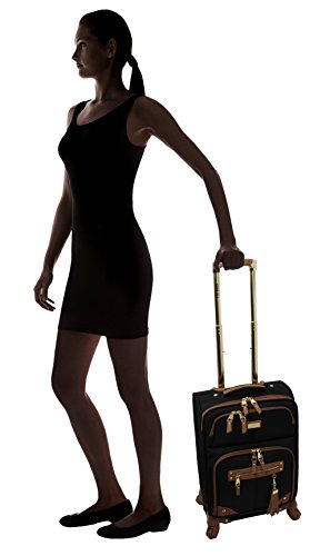 Steve Madden Designer-Gepckkollektion Leichter Softside-Koffer fr Damen und Herren strapazierfhige 50,8 cm groe Tragetasche mit 4 rollenden Spinner-Rdern, Harlo Black, 20in, Carry on Bag With Spinner - color: Harlo Black, size: 20 inches