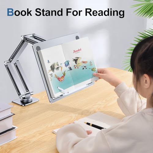 Laptop Stand Desk Mount, Aluminum Adjustable Laptop Arm with Tray | 360° Rotatable Ergonomic Computer Holder for 11-15 Inch Laptops & Tablets, Relieve Neck Strain for Sitting & Standing Work - color: Silver