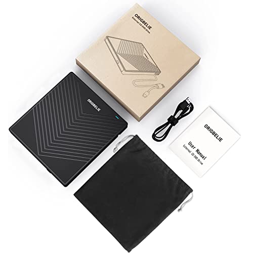 ORIGBELIE External CD DVD Drive, USB 3.0 & 4 USB Ports & 2 TF/SD Card Slots | Ultra Slim CD DVD ROM Player Burner Reader Writer Rewriter Optical Disk Drive for Laptop PC Mac OS Windows 11/10/8/7 Linux - size: 5.6" x 6" x 0.7"