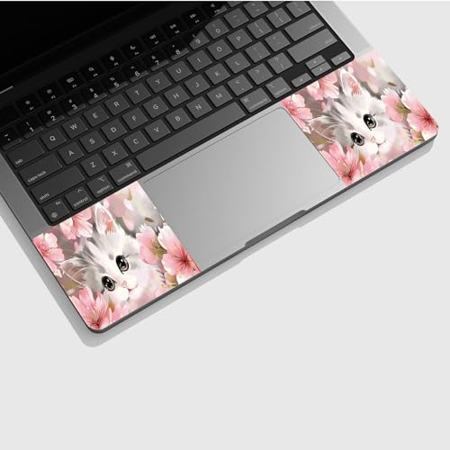 Universal Laptop Skin Sticker with 2 Wrist Pad Skins, Waterproof Scratch Resistant Vinyl Laptop Cover Decal, Cut to Fit for 11–15.6 Inch MacBook HP Dell Lenovo, Baby Cat Flowers - color: Baby Cat Flowers