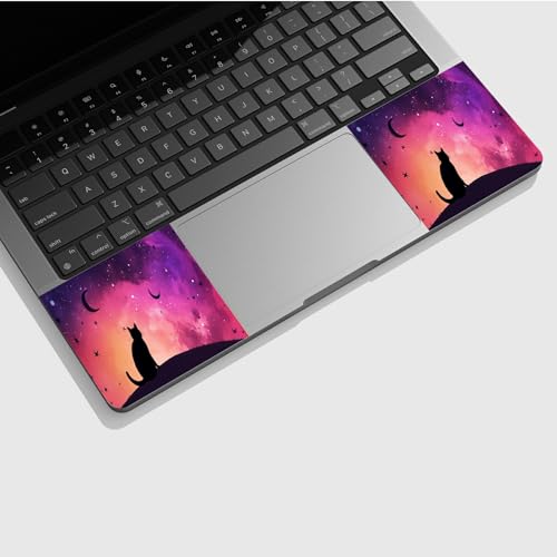 Universal Laptop Skin Sticker with 2 Wrist Pad Skins, Waterproof Scratch Resistant Vinyl Laptop Cover Decal, Cut to Fit for 11–15.6 Inch MacBook HP Dell Lenovo, Cat Purple Sky - color: Cat Purple Sky