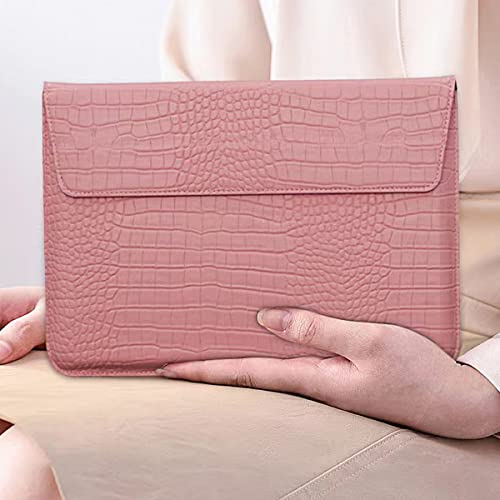Laptop Bags Sleeve for MacBook Air 15 inch 2026-2023 A3448 M5 M4 M3 M2 Crocodile Grain PU Leather Flap Style Case Notebook Bag for Mac Pro 16 M1 A2485 2019-2026,Pro Retina 15 2012-2019, Pink - color: Pink
