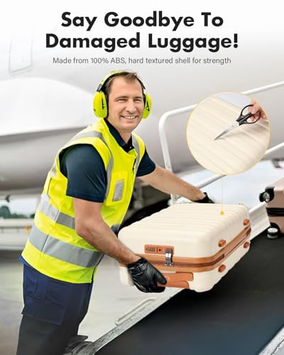 Lekesky 16 Inch Underseat Carry On Luggage Airline Approved, D-Beige-Brown | Durable ABS, Small Underseat Carry-on Luggage with TSA Lock Spinner Wheels, Personal Item Luggage Removable Wheels for Travel - color: D-Beige-Brown, size: 16 Inch